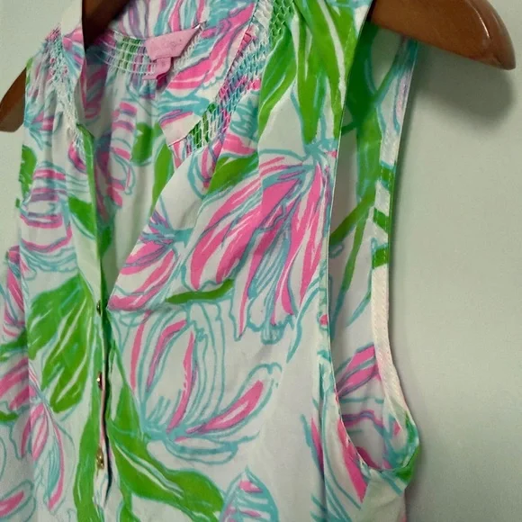 Lilly Pulitzer HOUSTON SLEEVELESS SILK BLOUSE Top Ring The Bellboy - Picture 6 of 6